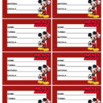 12 etiqueta Mickey vermelho