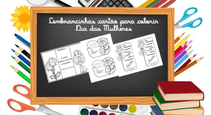 Lembrancinhas cartão para colori dia da mulher