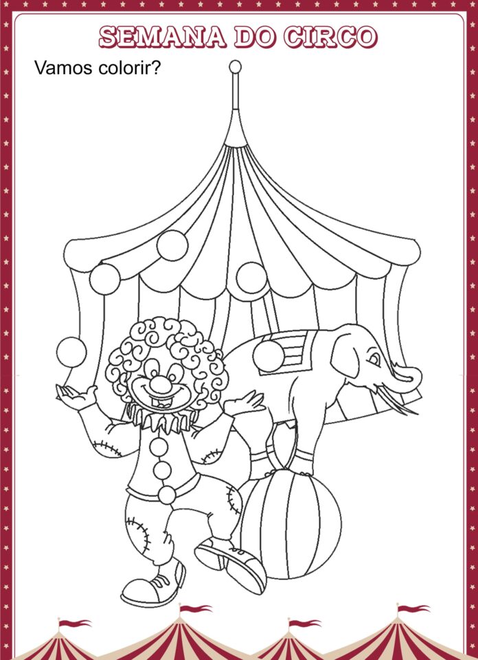 desenho para colorir de circo