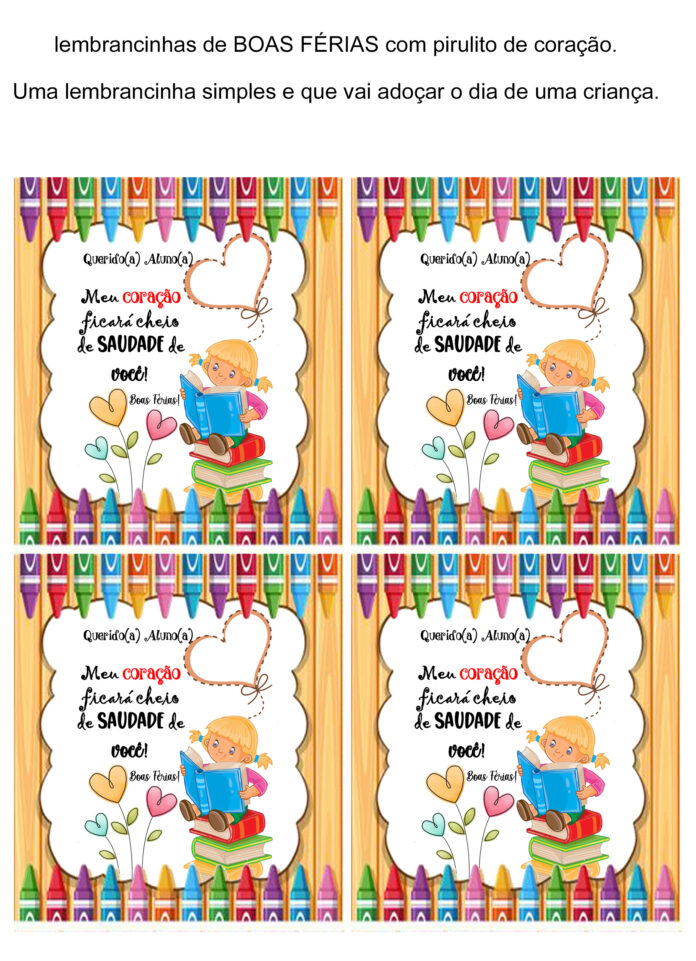 lembrancinha boas ferias educação infantil
