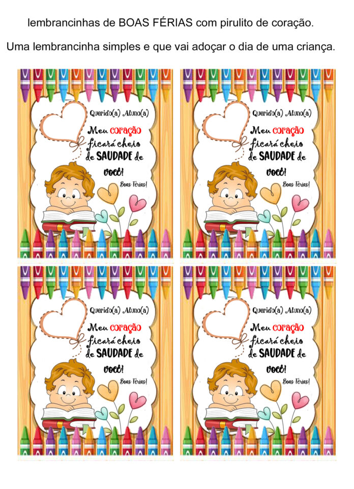 lembrancinha boas ferias educação infantil
