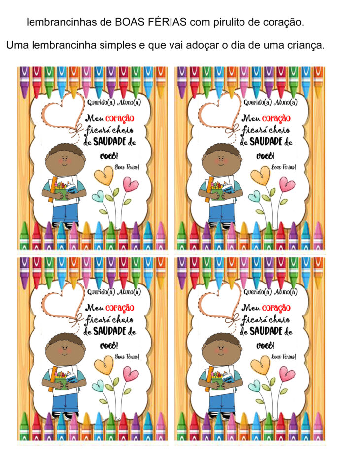 lembrancinha boas ferias educação infantil