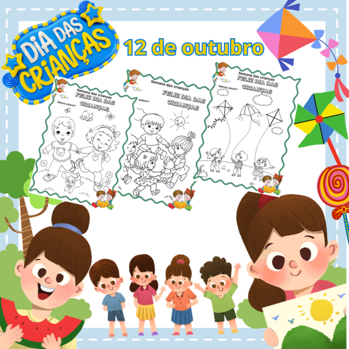 7 desenho para colorir dia das crianças