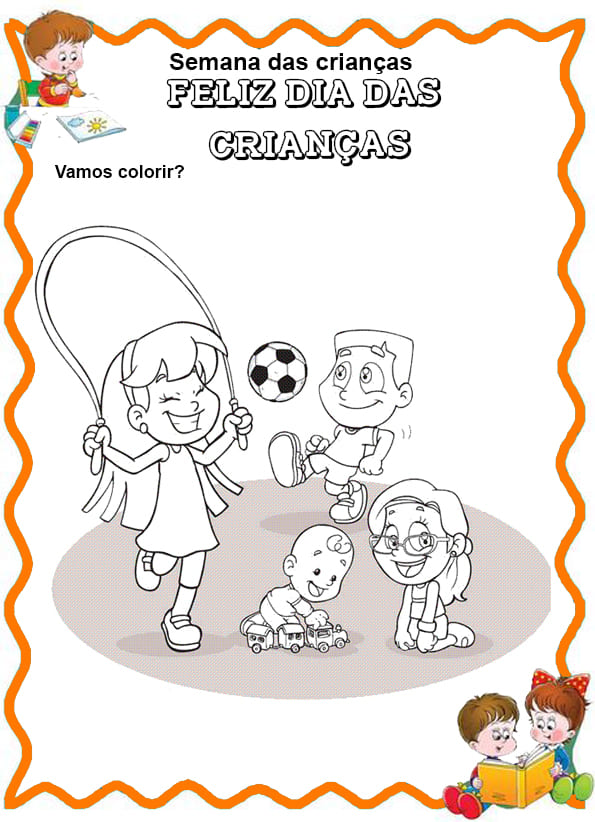 17 Atividades para colorir Dia das Crianças - Cantinho do EVA