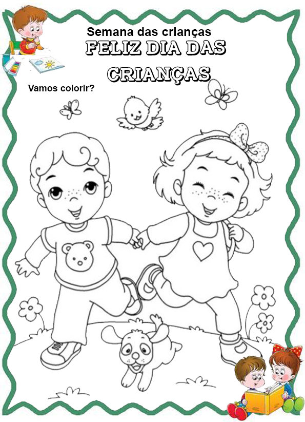 Arquivos desenho para pintar dia das crianças - Cantinho do EVA