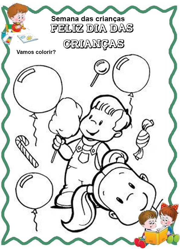 Arquivos desenho para pintar dia das crianças - Cantinho do EVA