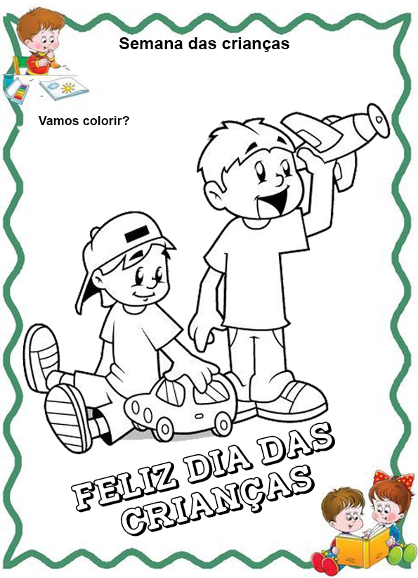 7 desenho para colorir dia das crianças