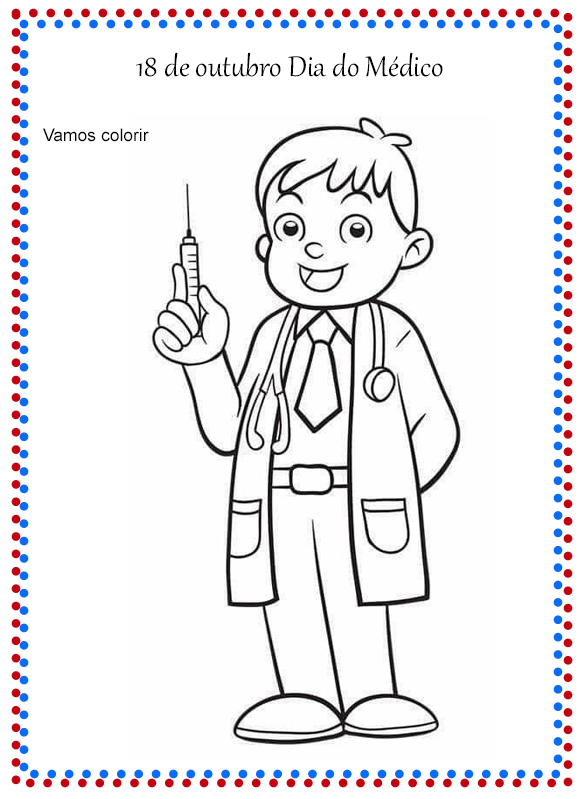 Atividades educativas: Desenhos de médico para colorir