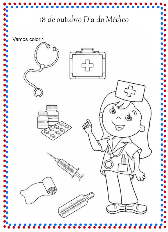 Desenho para colorir Dia do Médico - Cantinho do EVA