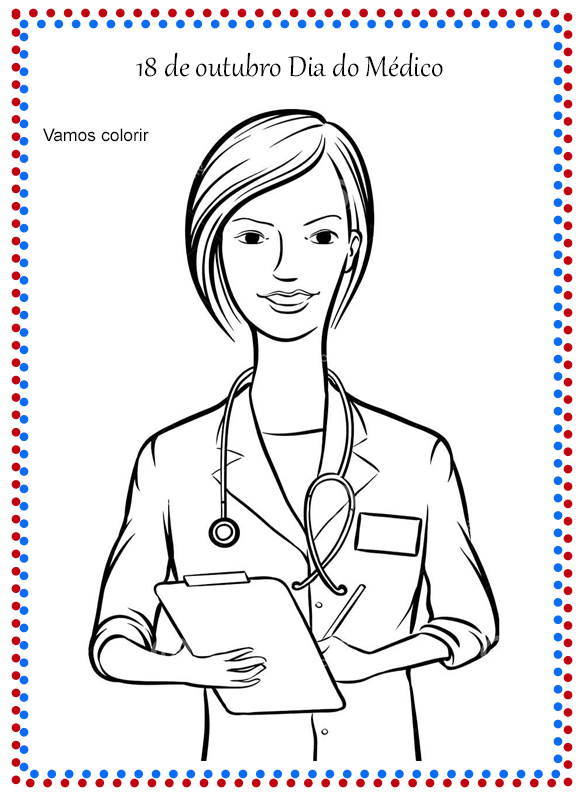 Atividades educativas: Desenhos de médico para colorir