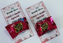 Cartão de Natal com Chocolate Cartão de Natal com chocolate pronto para imprimir gratuito