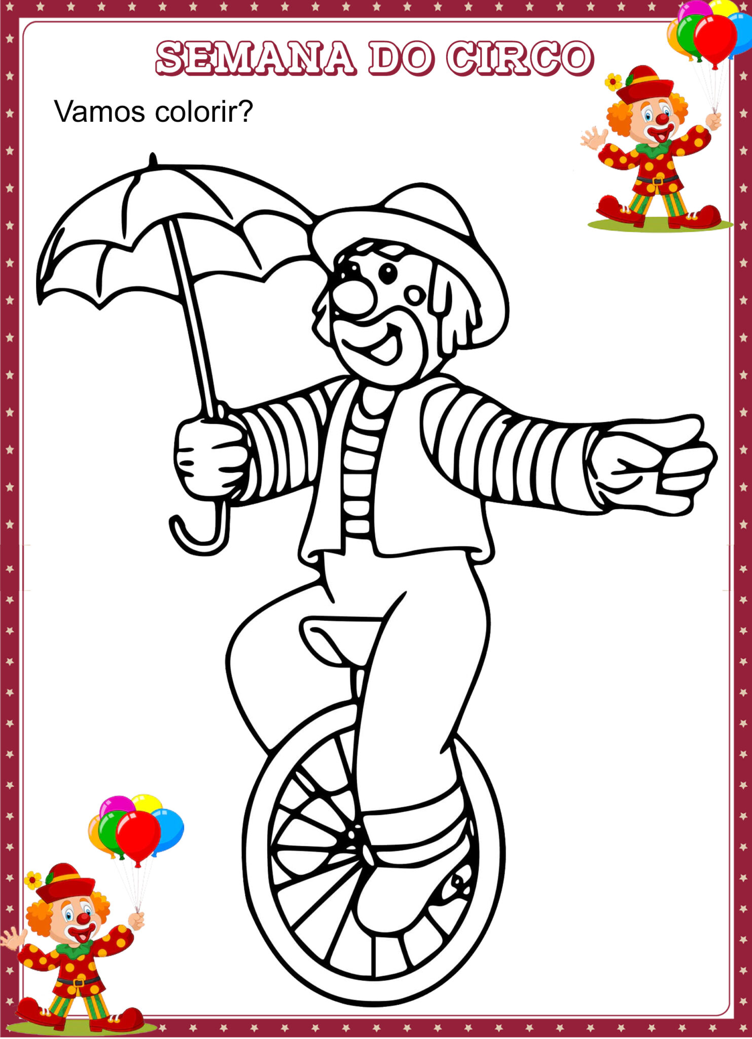 Desenho de Circo para Colorir | Cantinho do EVA
