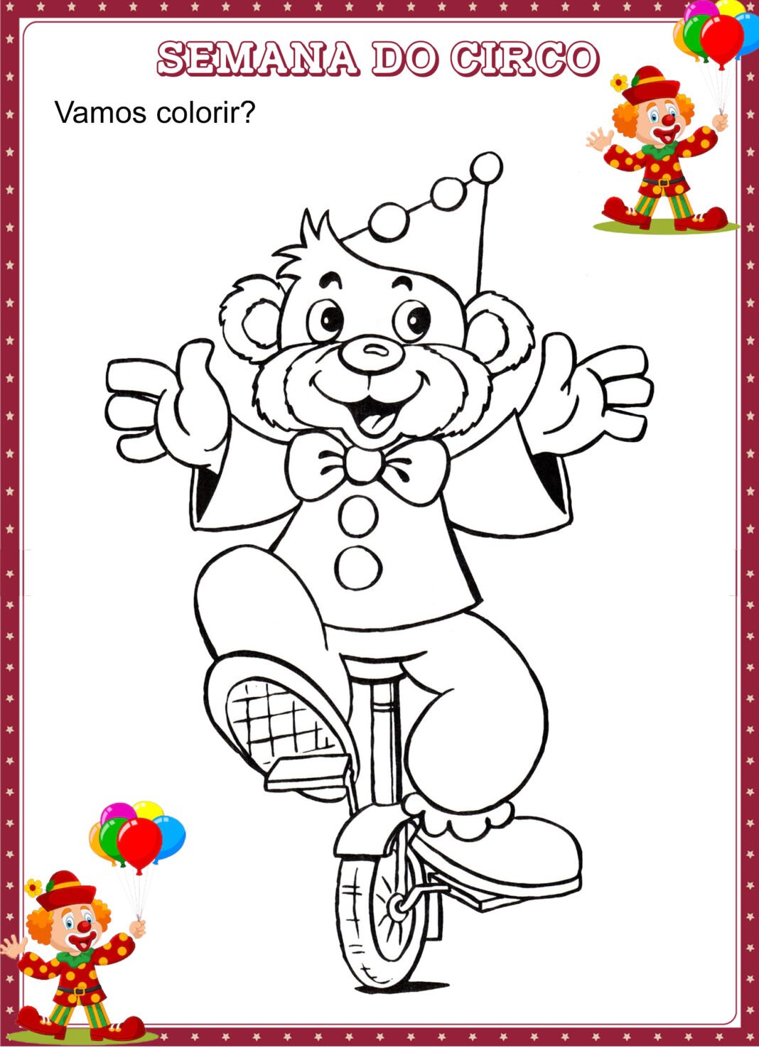 Desenho de Circo para Colorir | Cantinho do EVA