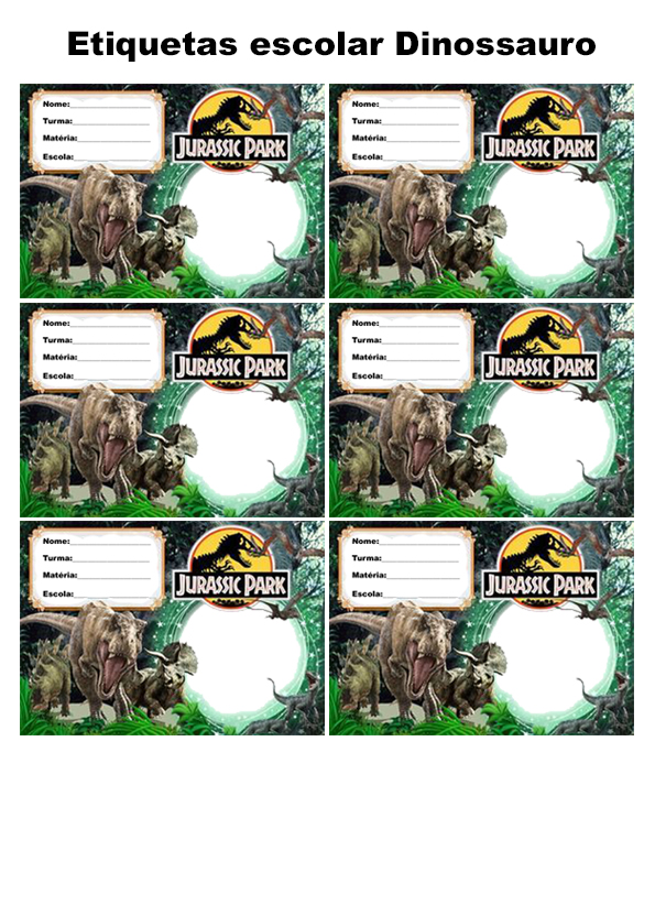 etiqueta escolar Dinossauro