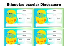 13 Etiquetas Escolares Dinossauros etiqueta escolar Dinossauro