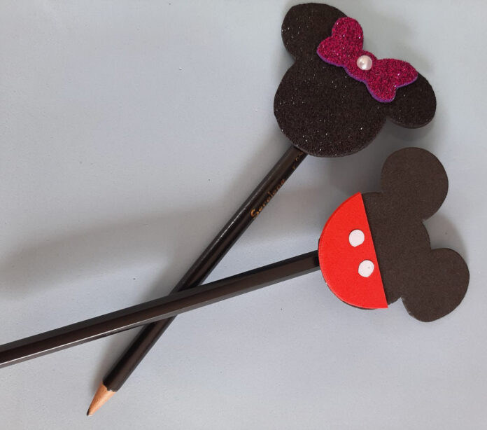 ponteira de lapis mickey e minnie eva