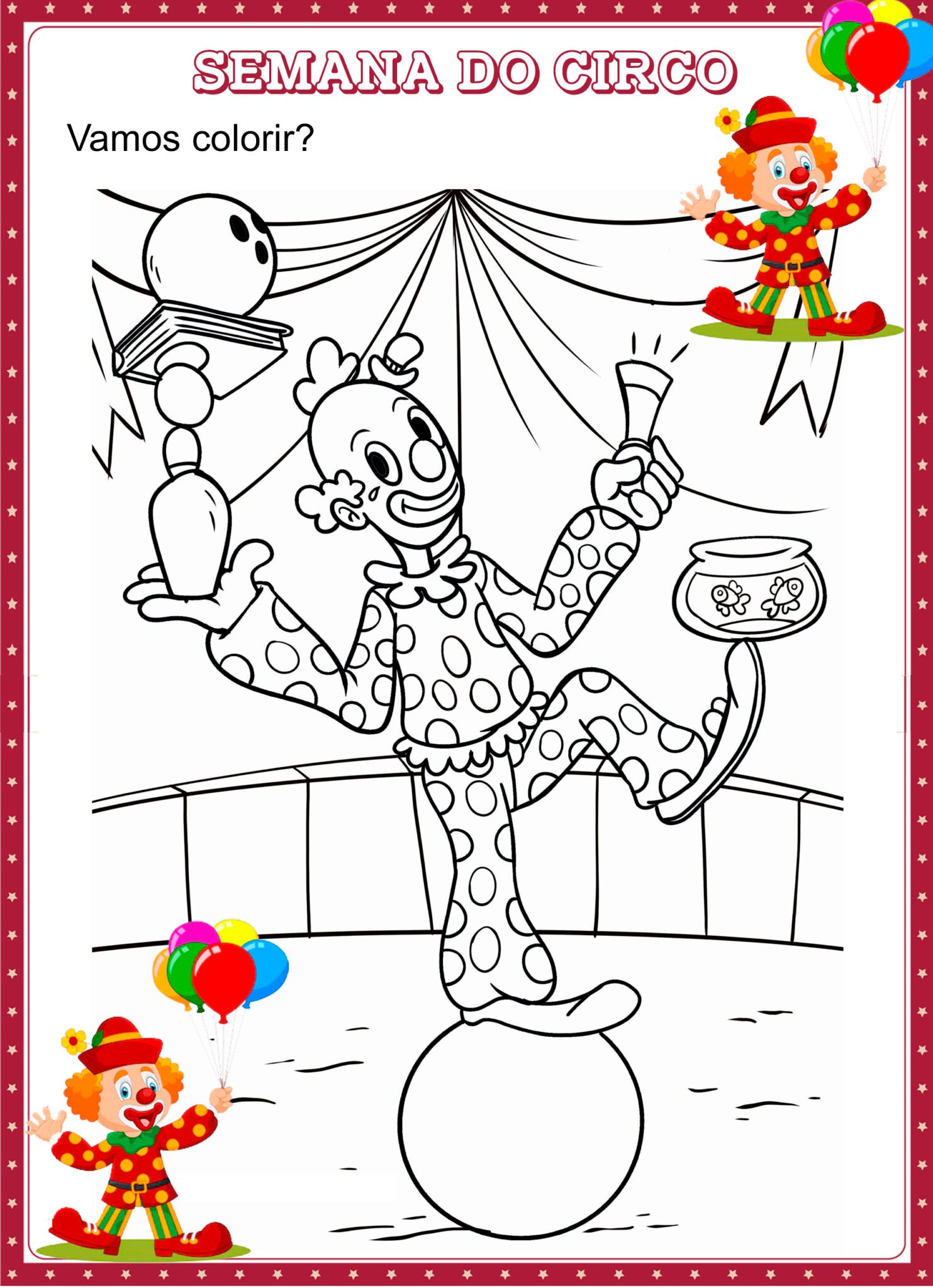21 Desenhos Dia do Circo para Colorir | Cantinho do EVA