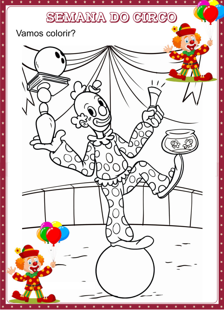 21 Desenhos Dia do Circo para Colorir | Cantinho do EVA
