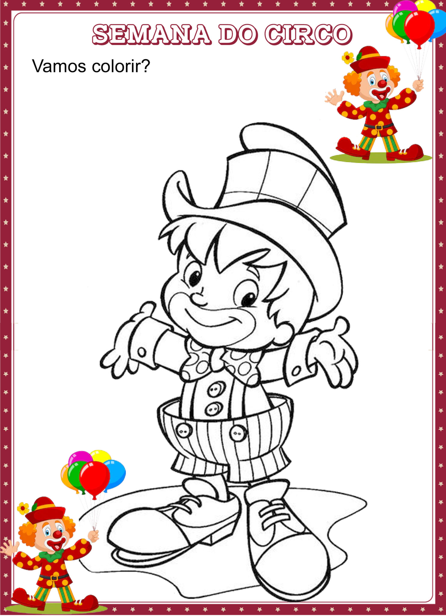 21 Desenhos Dia do Circo para Colorir | Cantinho do EVA
