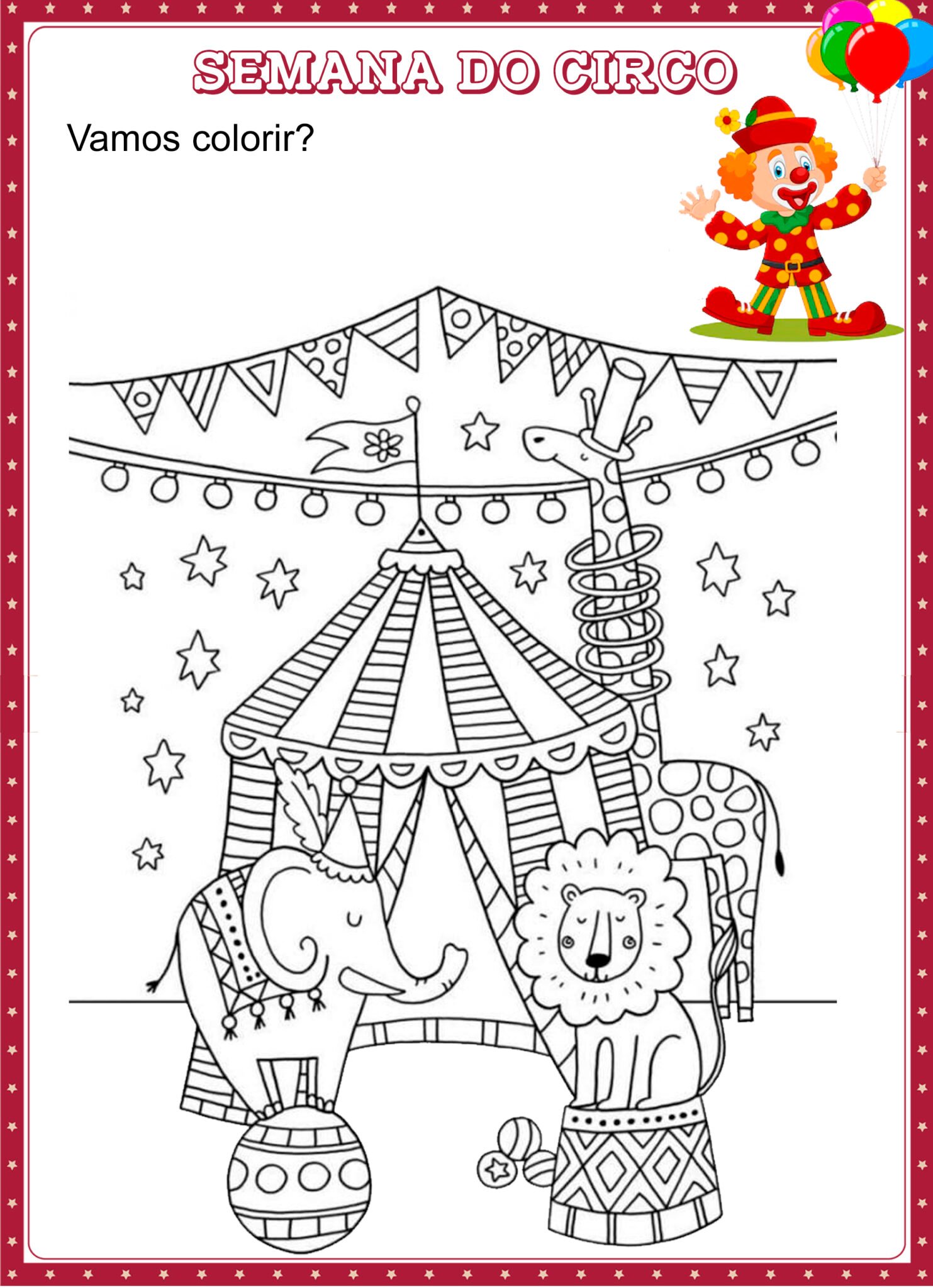 21 Desenhos Dia do Circo para Colorir | Cantinho do EVA