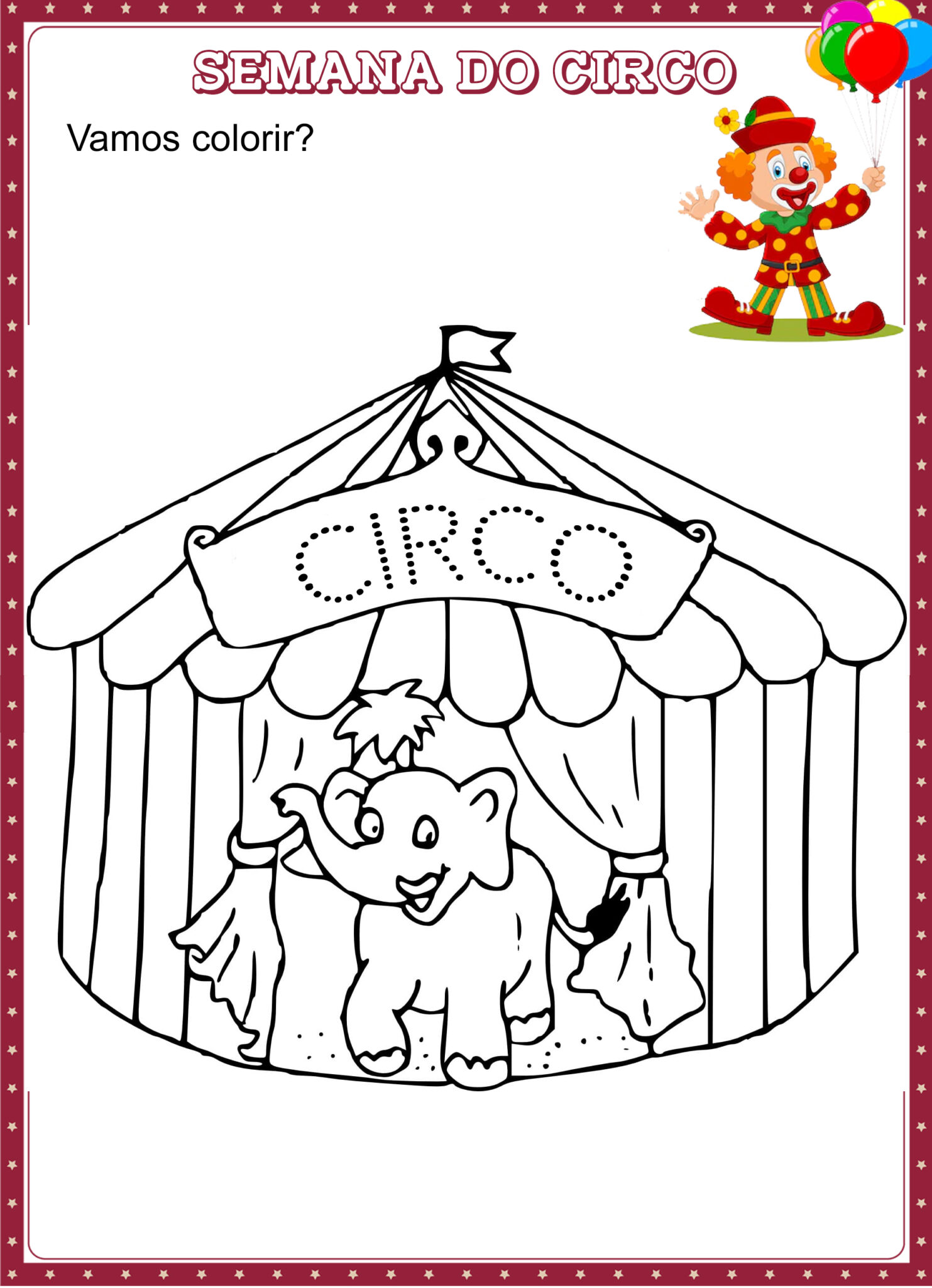 21 Desenhos Dia do Circo para Colorir | Cantinho do EVA