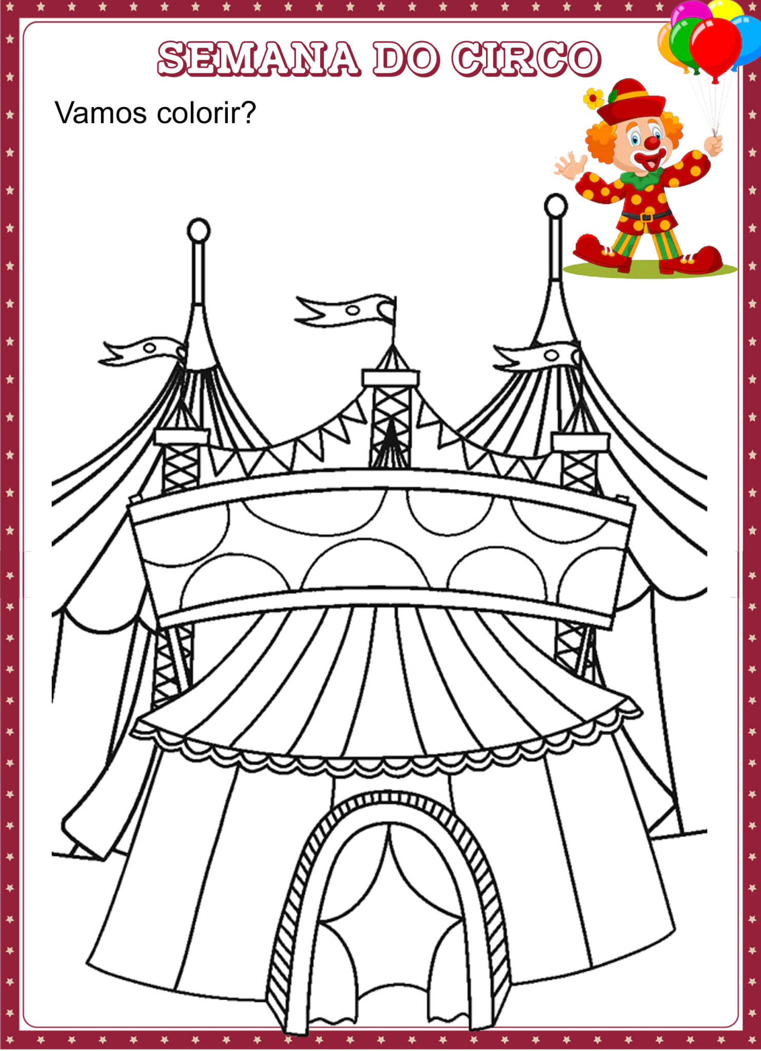 21 Desenhos Dia do Circo para Colorir | Cantinho do EVA
