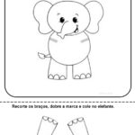 Desenho de elefante para colorir e recortar