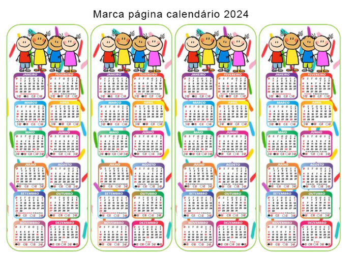 Marca Página Calendário 2024