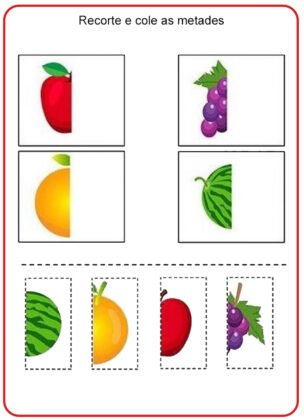 Atividades Frutas Coordenação Motora Recortes e Colagem | Cantinho do EVA