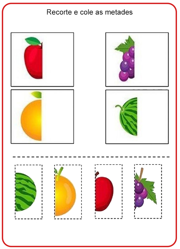 Atividades Frutas Coordenação Motora Recortes e Colagem 