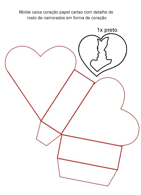 Lembrancinha Dia dos Namorados Caixa Coração de papel cartão