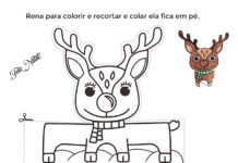 Desenho de rena para colorir e recortar Desenho de rena para colorir e recortar