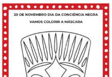Máscaras para colorir Consciência Negra Máscaras para colorir Consciência Negra