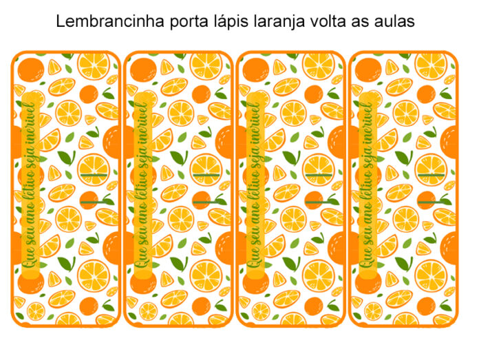 Lembrancinha Porta-Lápis Volta às Aulas e Ponteira Laranja