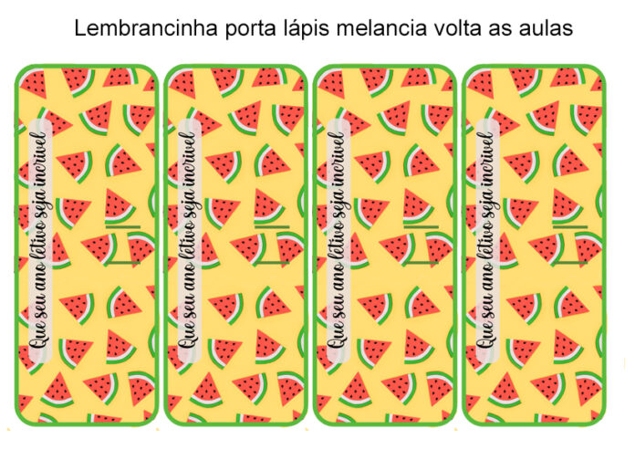 Lembrancinha Porta-Lápis Volta às Aulas e Ponteira Melancia