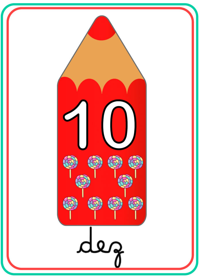 Cartaz dos Números de 0 a 10 Modelo Lápis