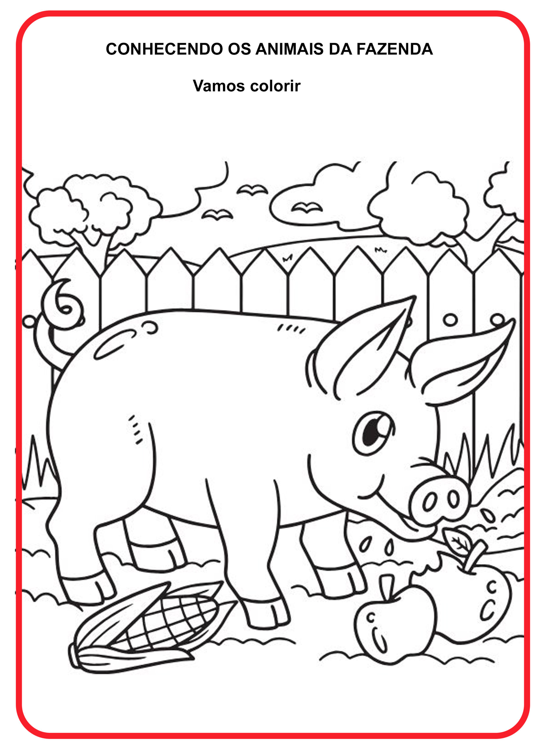 10 Desenhos de animais da fazenda para colorir