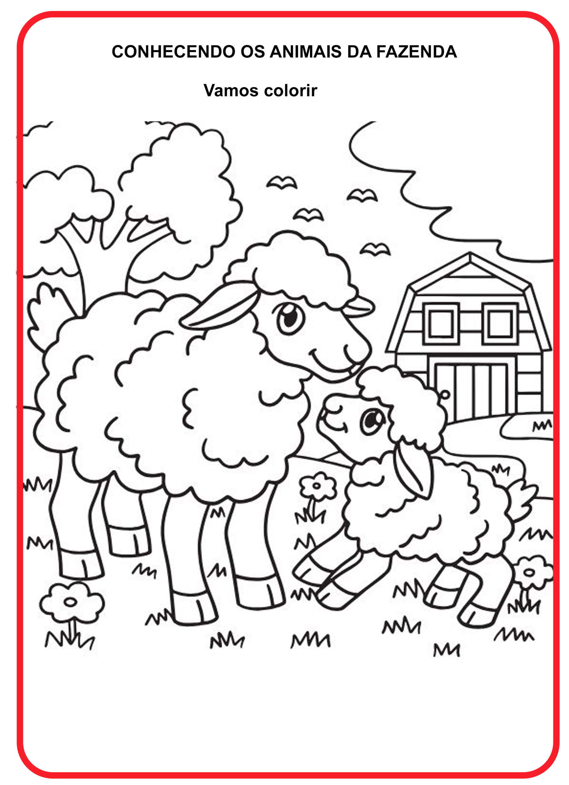 10 Desenhos de animais da fazenda para colorir