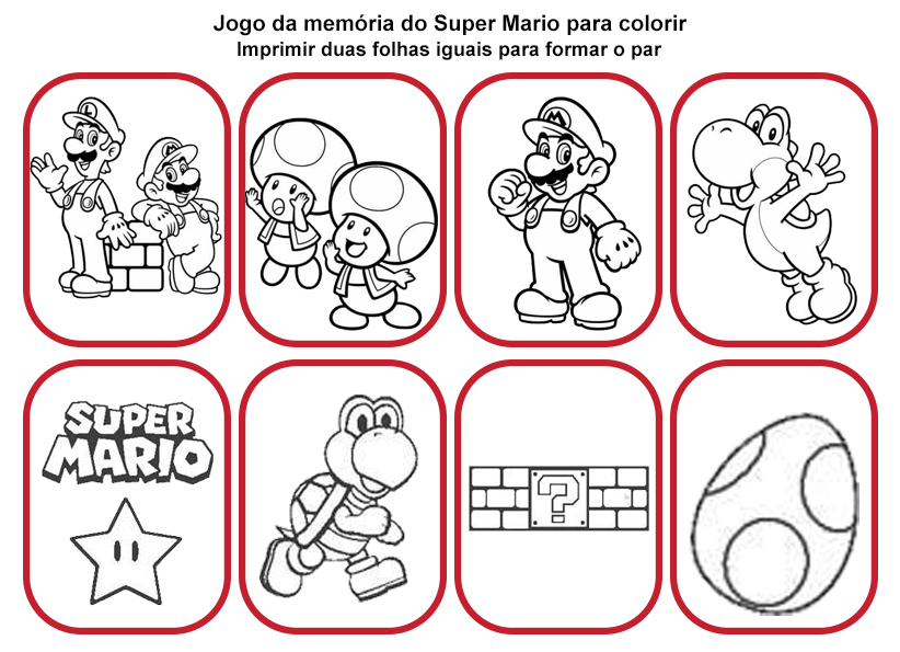 Jogo da Memória Super Mario para imprimir
