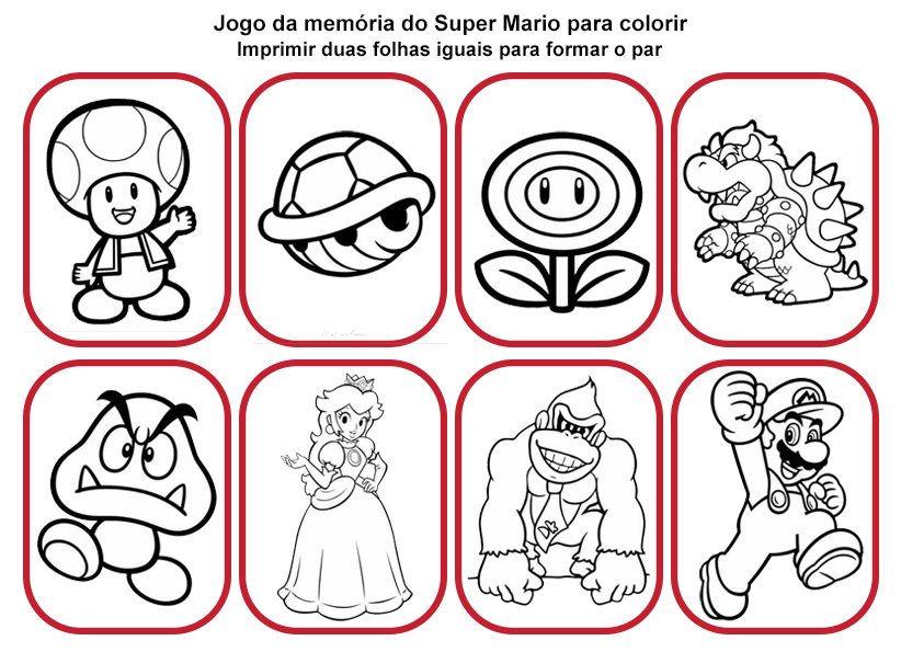 Jogo da Memória Super Mario para imprimir