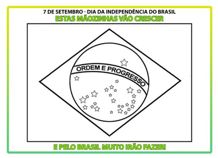 Banner da Bandeira do Brasil - Mural com pintura das mãos