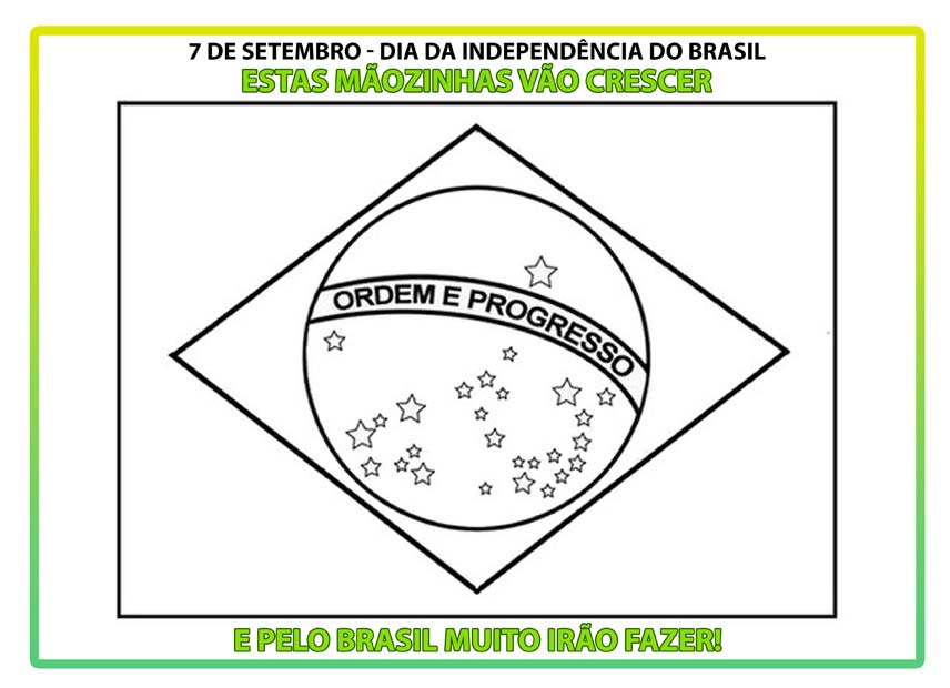 Banner da Bandeira do Brasil - Mural com pintura das mãos