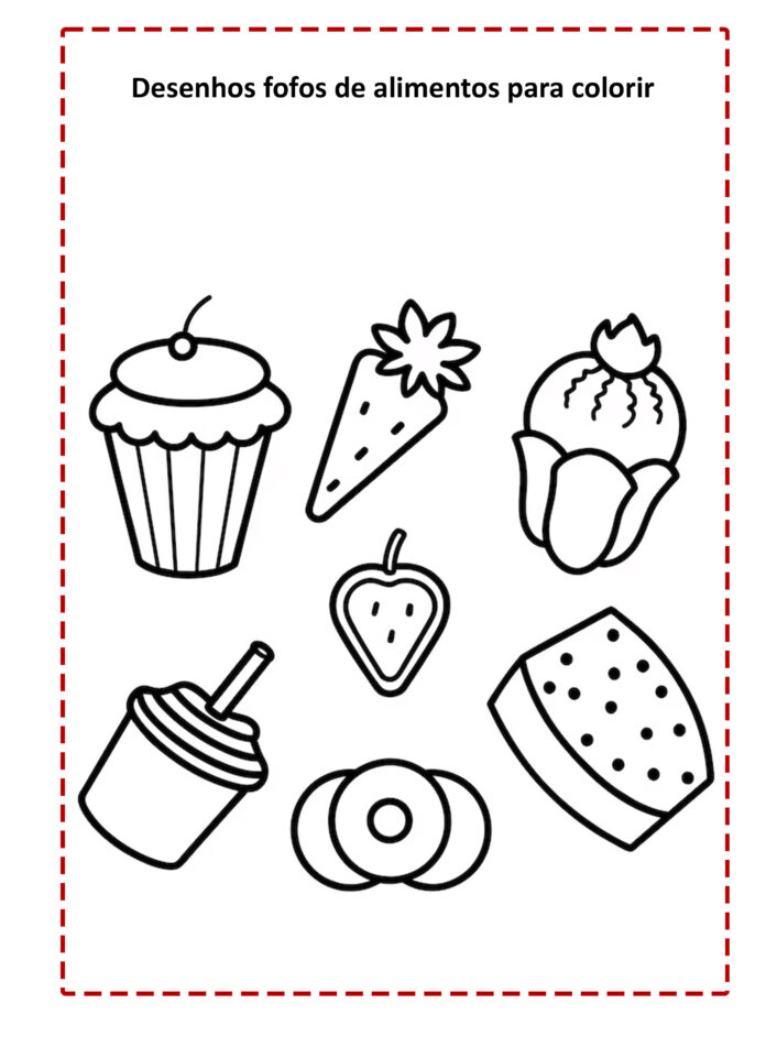 Desenhos para colorir de alimentos fofinhos