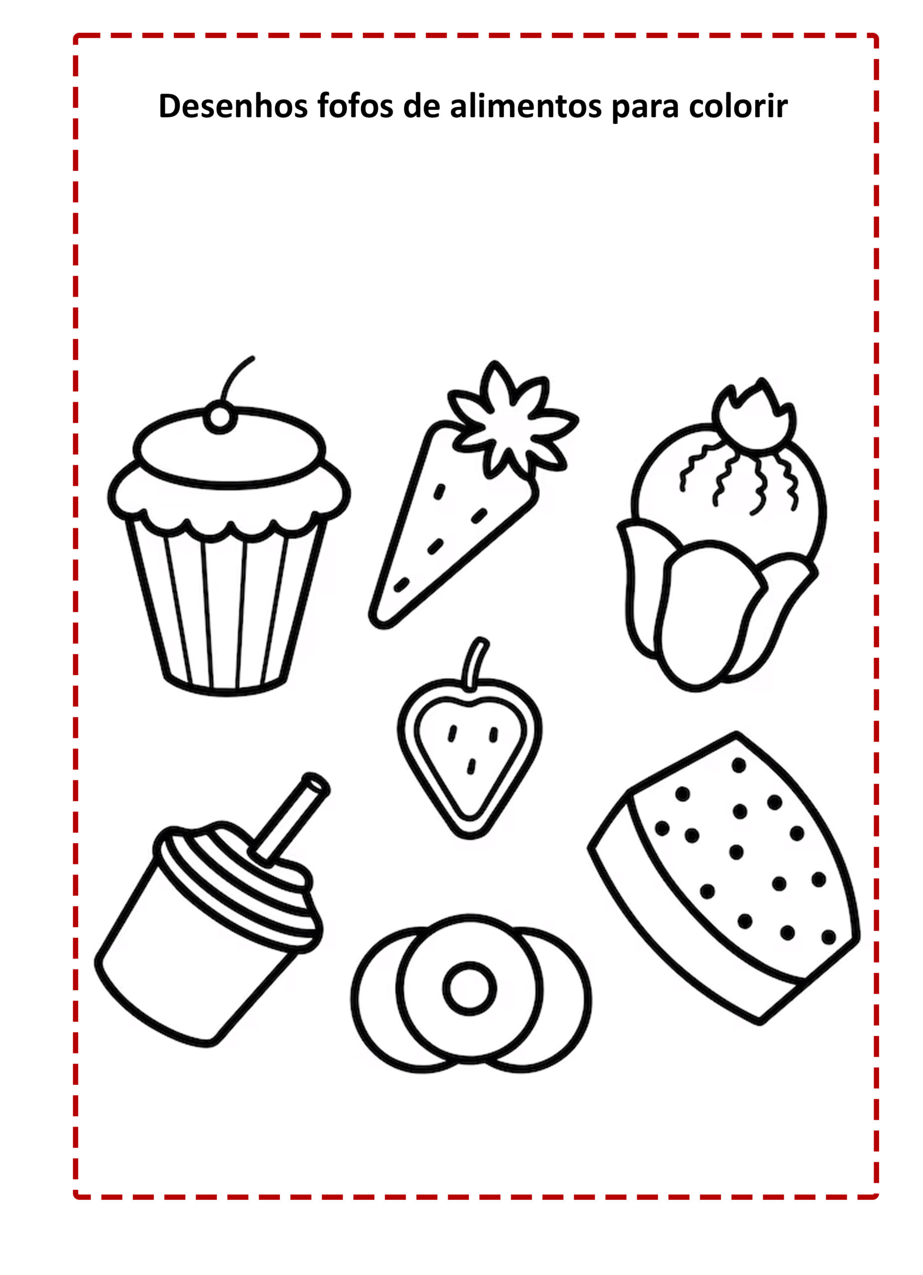 Desenhos para colorir de alimentos fofinhos