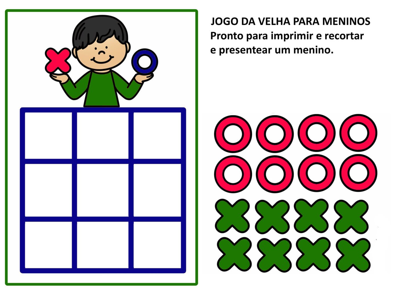 Jogo da velha pronto para imprimir | Cantinho do EVA