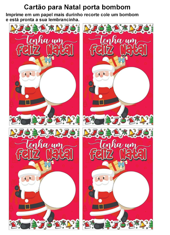 Cartão para Natal com bombom