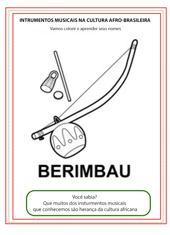 atividades de instrumentos musicais da cultura Afro-Brasileira para colorir