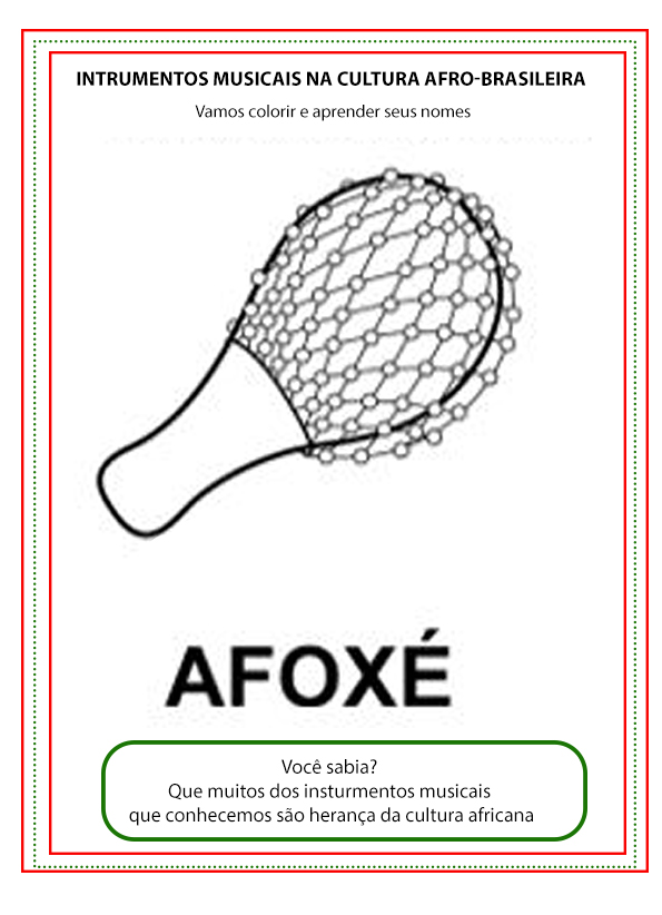 atividades de instrumentos musicais da cultura Afro-Brasileira para colorir