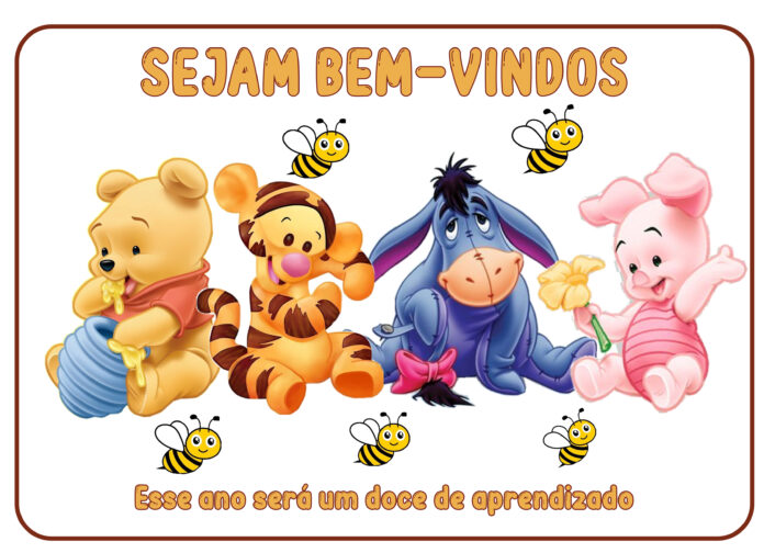 Cartaz de Bem-Vindo – Turma do Pooh