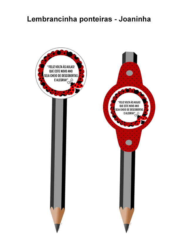 Ponteiras para lápis - Joaninha